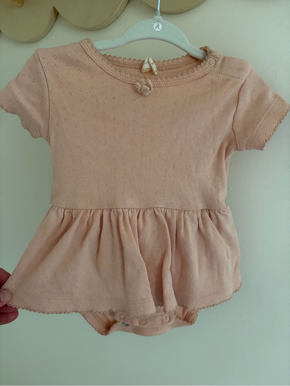 Quincy Mae Baby Peplum Romper in Blush